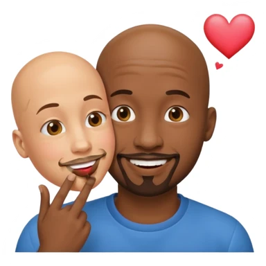 Black ball head man with the goatee with sweetheart kiss emoji sticker