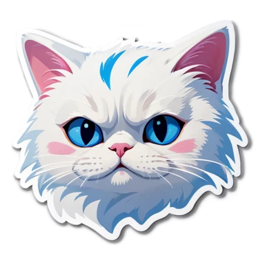 White cat with blue eyes feeling sleepy sticker