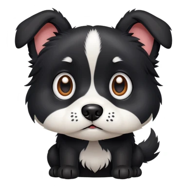 scared single small black dog with white paws  sticker