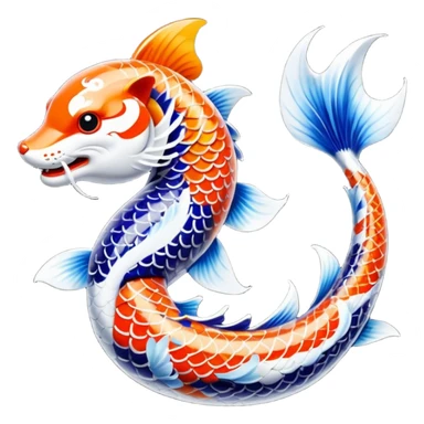 Exotic Tropical Floral Swirl-Patterned Tribal Pretty Asian ornate painted Japanese aesthetic beautiful shiny pretty glossy smooth elegant Koi-Fish-Kitsune-Yokai-animal-creature with tiger stripes on it sticker