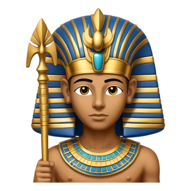 ancient Egyptian pharaoh with golden headdress and ceremonial staff sticker