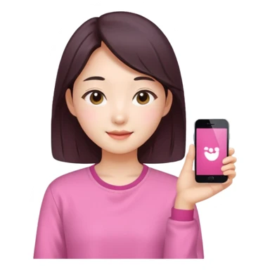 Korean girl beautiful and happy with a pink shirt sticker