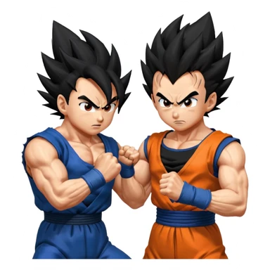 Goku vs Vegeta clashing punching struggling querral fight  sticker