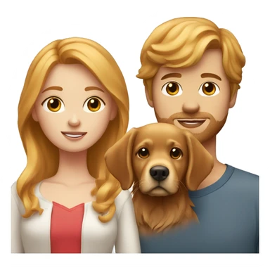 Strawberry blonde girl with a brown haired guy and a golden retriever  sticker