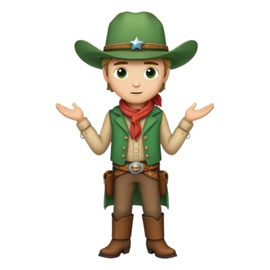 Cowboy wearing a green hat no star, western outfit sticker