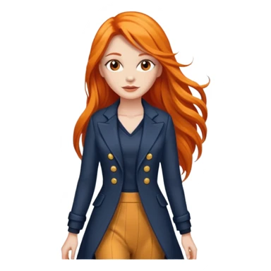 as un mujer de cabbelo anarangado con ropa bonita modelando en una pasarela pero que tenga cabello largo y que se vea la pasarela sticker