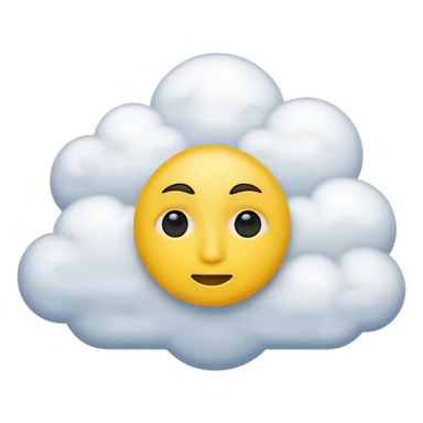 Face in clouds yellow circle and black eyes and remove a mouth and move in a cloud sticker