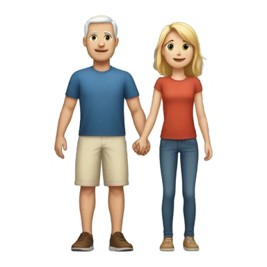 white father and white daughter holding their hands and seen from the back sticker