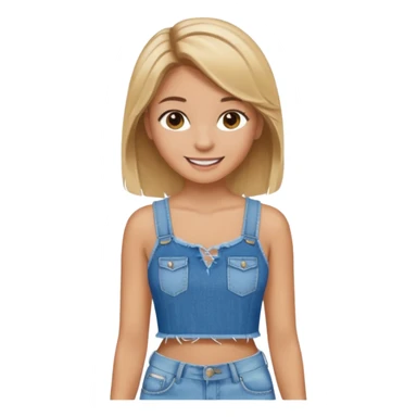 preppy teen girl, tan, blonde highlights, brown hair, long eyelashes, beach aesthetic, wearing cute clothes, sexy, wearing ripped blue jeans with a crop top sticker