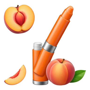Peach-flavored, tubular lip balm sticker