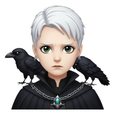 necromancer with black raven outfit wihte hair sticker