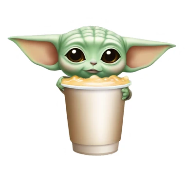 Baby yoda drinking Bubbletea sticker