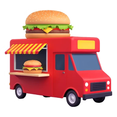 generate me a 3D hamburger food truck sticker