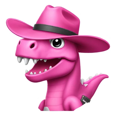 Pink dinosaur with cowboy hat sticker