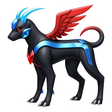 Shiny Metallic Alloy Onyx-Houndoom-Zekrom-Genesect-Pokémon-Fakémon-hybrid-creature sticker