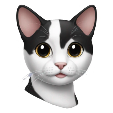 black and white tuxedo girl cat with bald eyebrows sticker