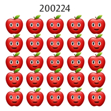 apple emoji calendar with large 2024, no other text or numbers sticker