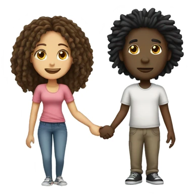 Black guy with dreads and girl with curly hair holding hands sticker