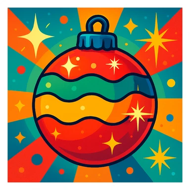 brilliant and festive Christmas ornament sphere, shiny, colorful, sparkling lights sticker