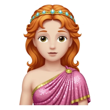 Venus from Roman Deities with long ginger hair, pink sequin toga sticker