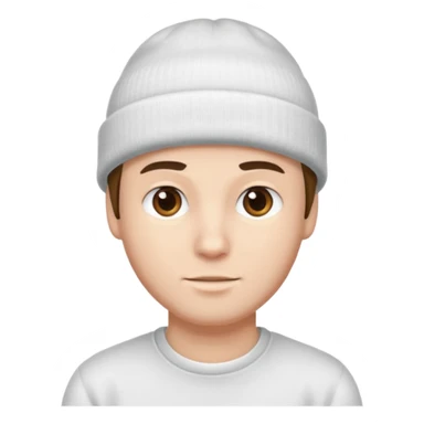 A guy head with white beanie sticker