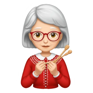 knitting grandma red blouse sticker