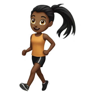 brown skin black pony tail running sticker