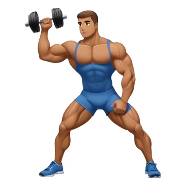 side-view bodybuilder dumbbell lunges sticker