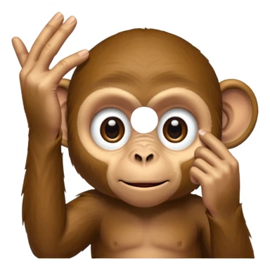 A monke.\nY , pulling the bottom of his eyelid down to make it look bigger with one finger sticker