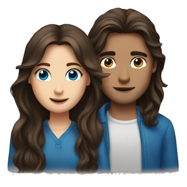 Long haired brunette with brown eyes and brunette boy with blue eyes sticker