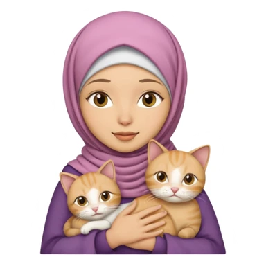 wanita berhijab dengan 1 kucing sticker