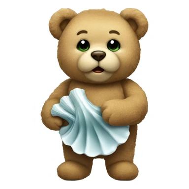 teddy bear with an oyster  sticker