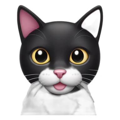 Black cat with white and pink nose and white spots around the mouth sticker