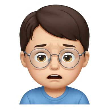 brunette baby boy crying with glasses sticker