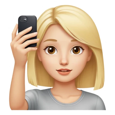 blonde girl taking a selfie sticker