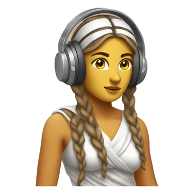 Athena goddess image with headphones  sticker