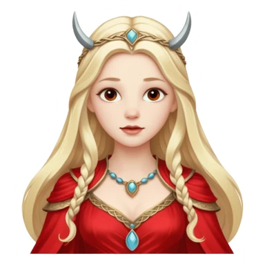Freya, Love Goddess from Norse Mythology with long blonde hair, red outfit sticker