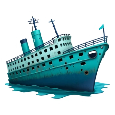 sinking ship in figma colours half underwater sticker