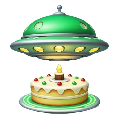 big ufo flying and stealing in a green light small cake  sticker