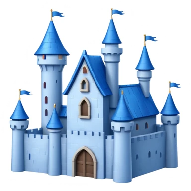  Castle like Disney with blue roof and white wall 3d with texture half rotate sticker
