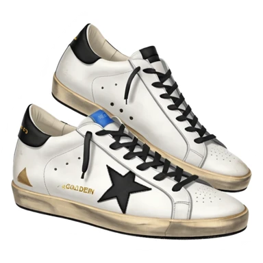 A golden goose shoe sneaker white with black heel sticker