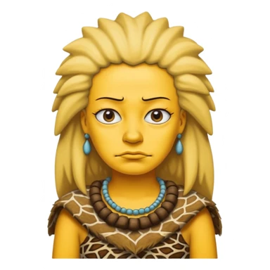 a simpson woman wearing ancient animal skin cloth, half body, icon, yellow skin sticker