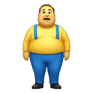 Yellow and blue 50s fat man wondering sticker