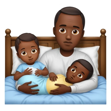 Diddy with baby oil and a kid in bed sticker
