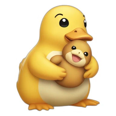 Psyduck holding a teddy sticker