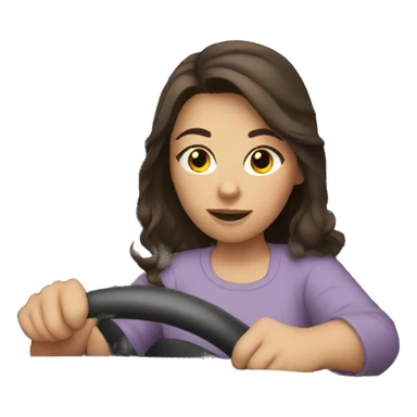 brunette girl driving in a car sticker