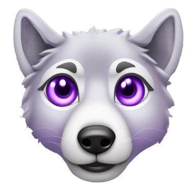 loup violet avec une loupe sur un oeil simple qui sourit ou qui dit merci sticker