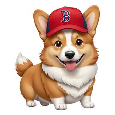 Corgi wearing Boston Red Sox hat sticker