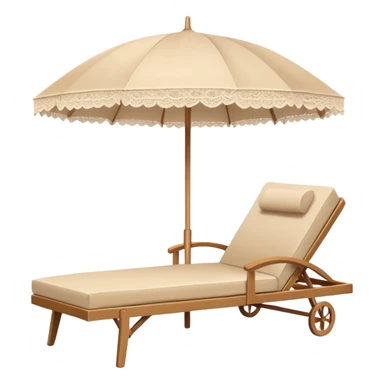 summer beige chaise lounge with beautiful beige lace umbrella sticker