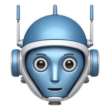 tête de robot cosmonaute bleu et blanc avec une antenne et des yeux plié sticker